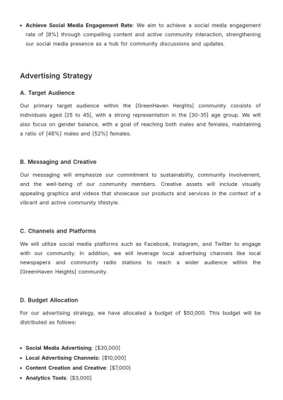 Free Detailed Community Engagement Advertising Plan Template to Edit Online