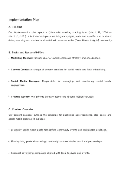 Free Detailed Community Engagement Advertising Plan Template to Edit Online