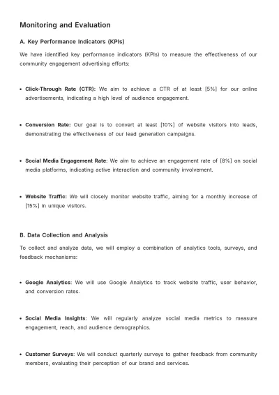 Free Detailed Community Engagement Advertising Plan Template to Edit Online