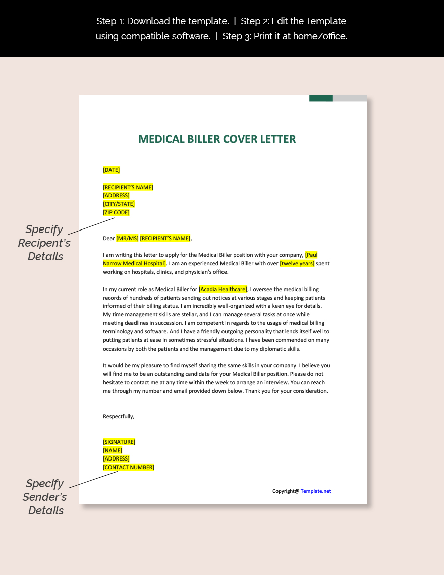 cover letter for medical biller position