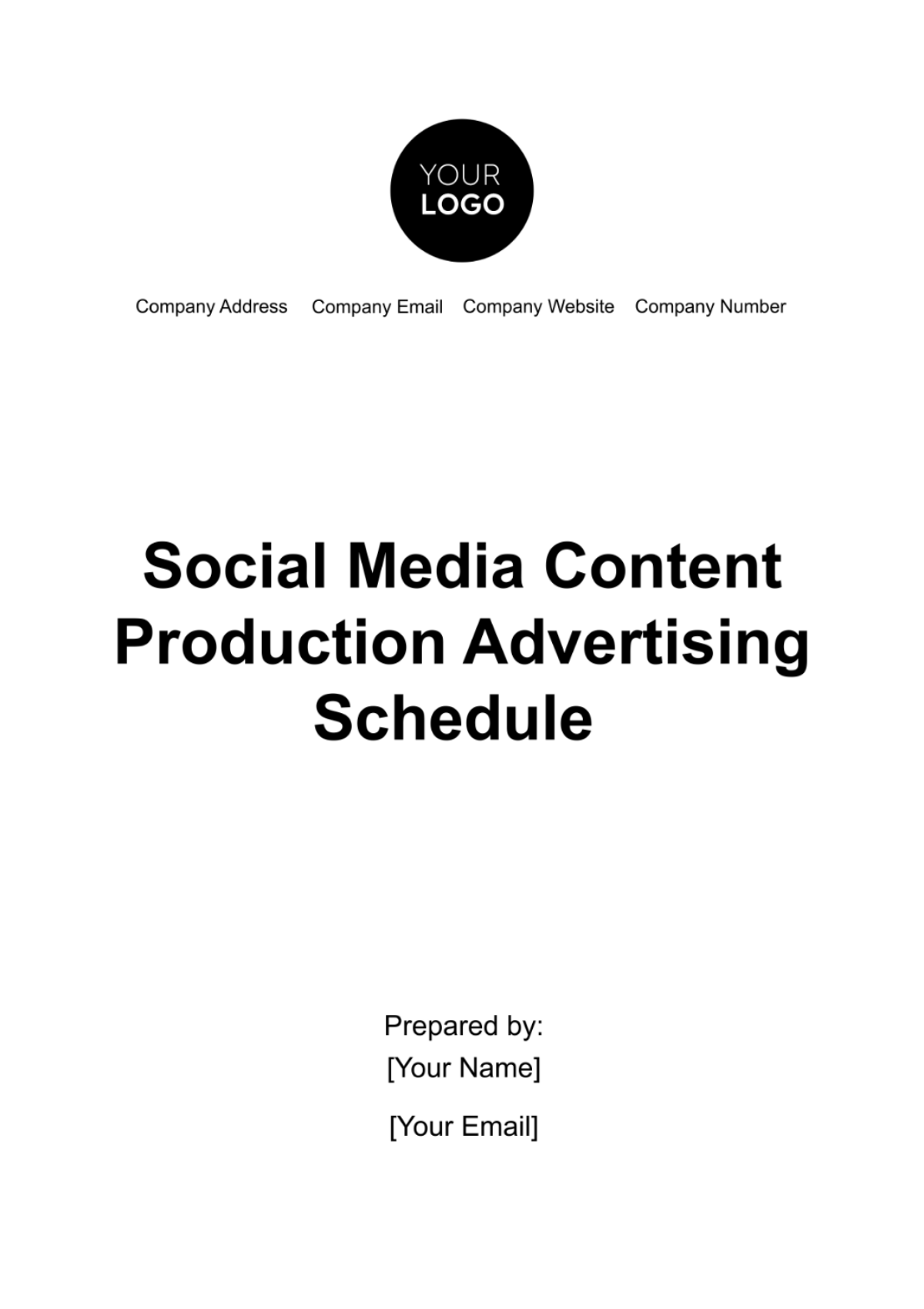 Social Media Content Production Advertising Schedule Template