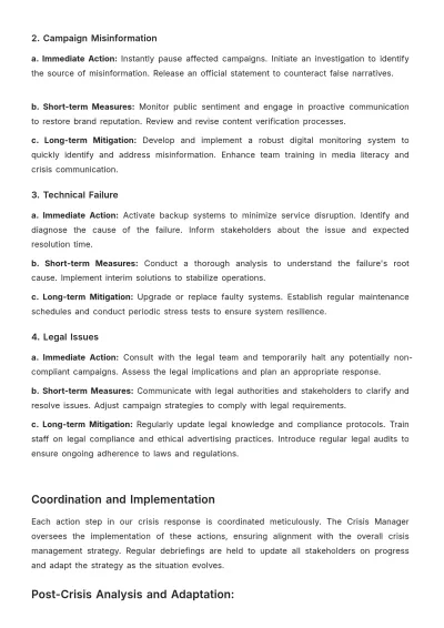 Free Advertising Digital Campaign Crisis Response Plan Template to Edit Online