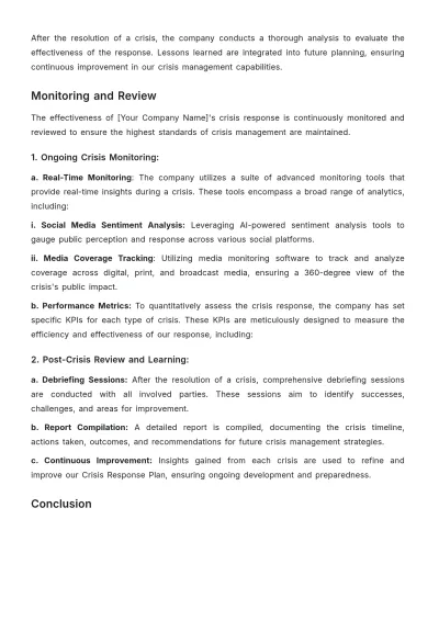 Free Advertising Digital Campaign Crisis Response Plan Template to Edit Online