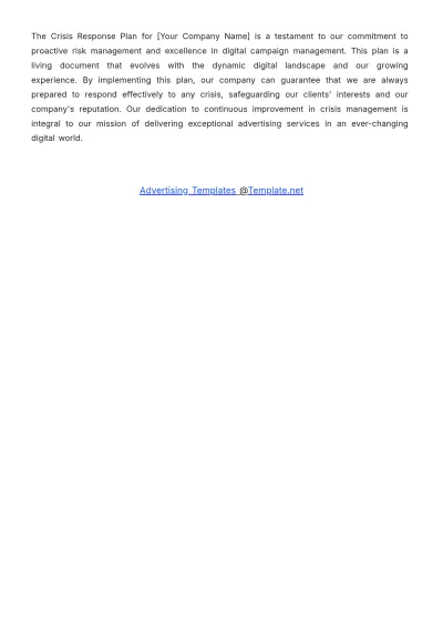 Free Advertising Digital Campaign Crisis Response Plan Template to Edit Online