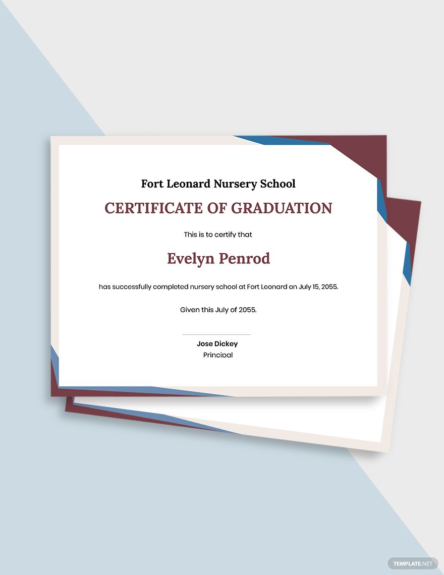 Nursery Graduation Certificate Template