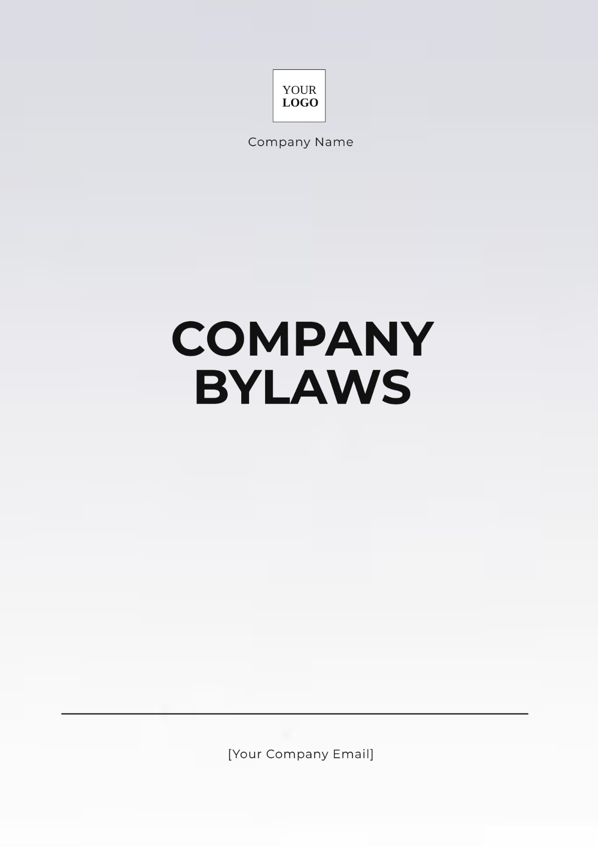 Company Bylaws Format Template