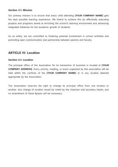 Free Pto/ Ptas Bylaws Template to Edit Online