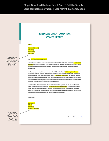  Medical Chart Auditor Cover Letter Template