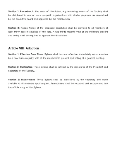 Free Photographic Society Bylaws Template to Edit Online