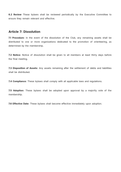 Free Orienteering Bylaws Template to Edit Online