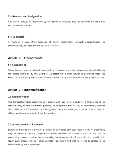 Free Sample Corporate Bylaws Template to Edit Online