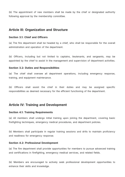 Free Volunteer Firefighter Bylaws Template to Edit Online