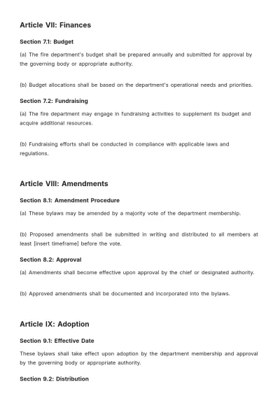 Free Volunteer Firefighter Bylaws Template to Edit Online