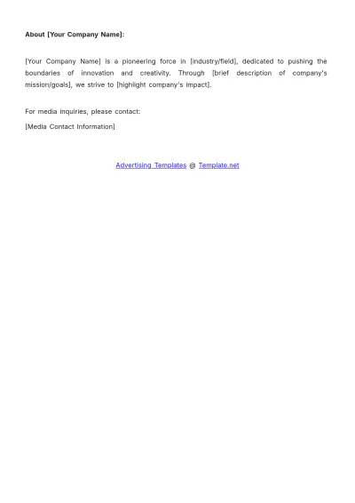 Free Event Press Release Advertising Template to Edit Online