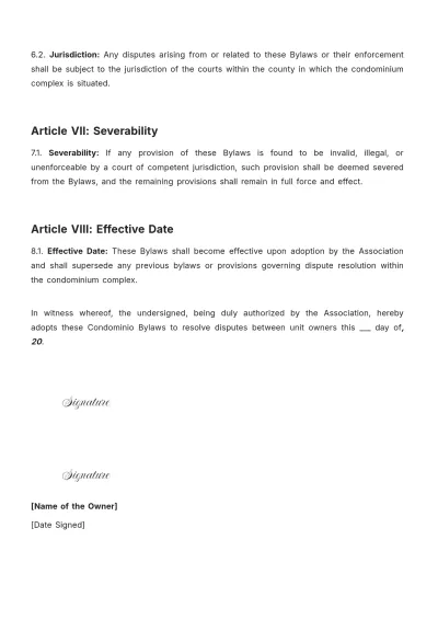 Free Condominio Bylaws Template to Edit Online