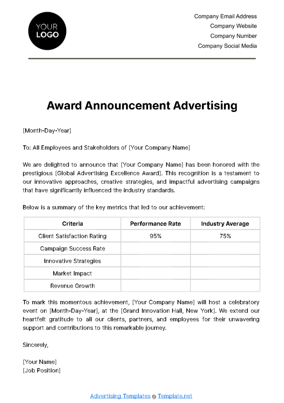 Award Announcement Advertising Template