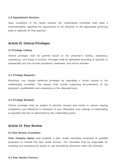 Free Physician Bylaws Template to Edit Online