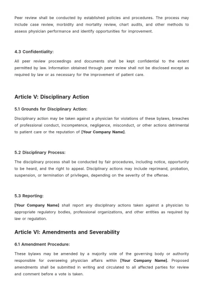 Free Physician Bylaws Template to Edit Online