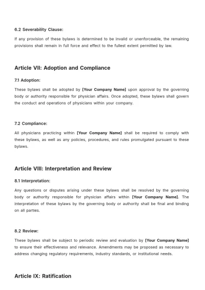 Free Physician Bylaws Template to Edit Online