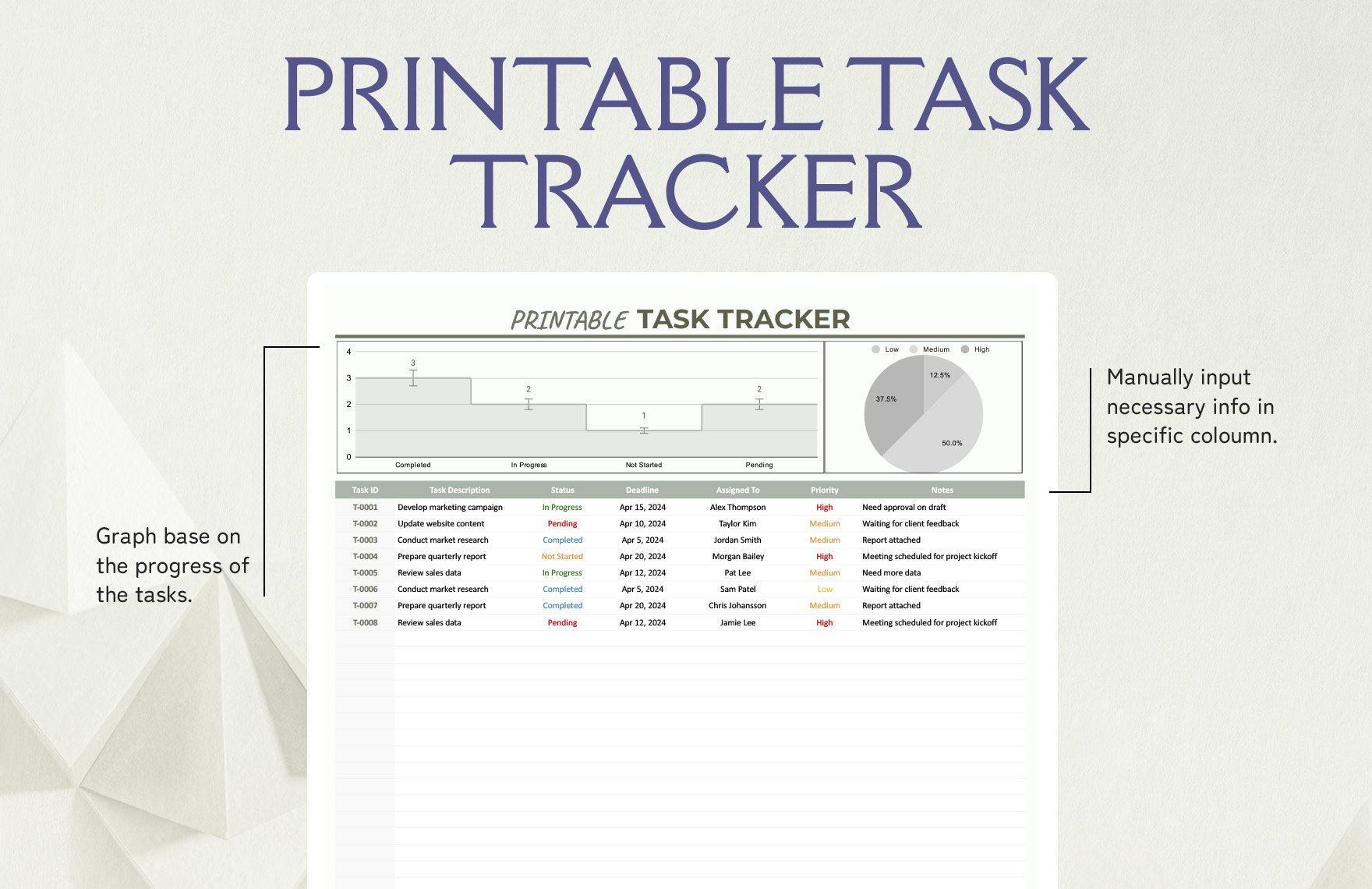 Printable Task Tracker Template