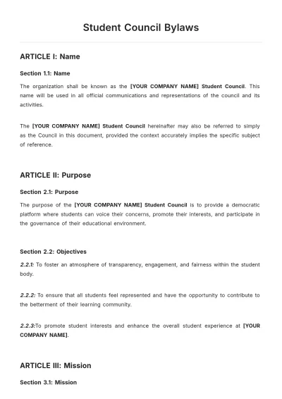 Free Student Council Bylaws Template to Edit Online