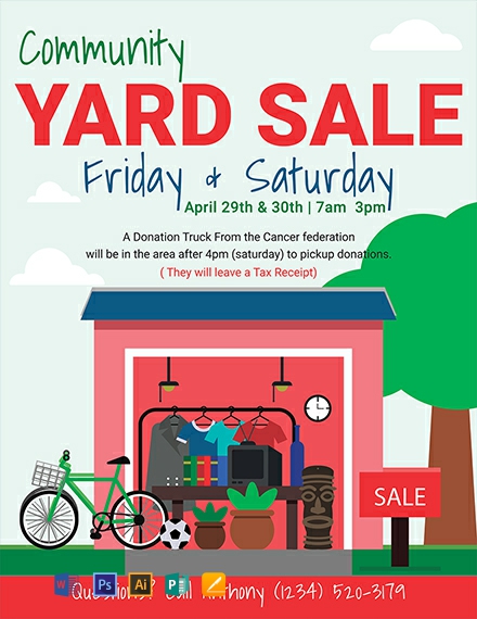 Yard Sale Flyer Template - Illustrator, Word, Apple Pages, PSD