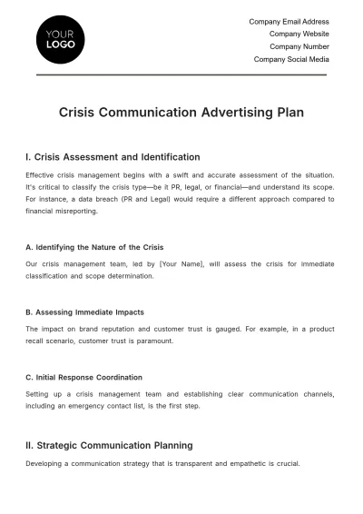 Free Crisis Communication Advertising Plan Template to Edit Online