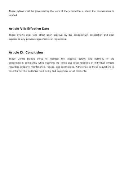 Free Condo Bylaws for Non Profit Template to Edit Online