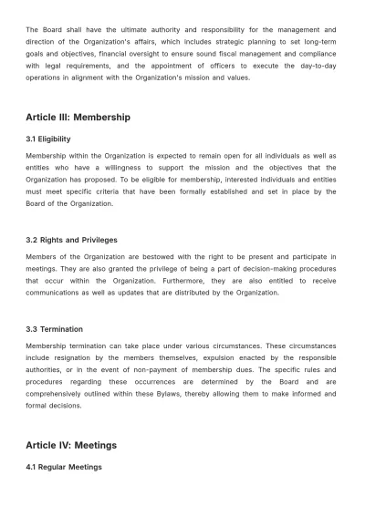 Free Mission Bylaws Template to Edit Online