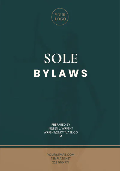 Free Sole Member Bylaws Template to Edit Online