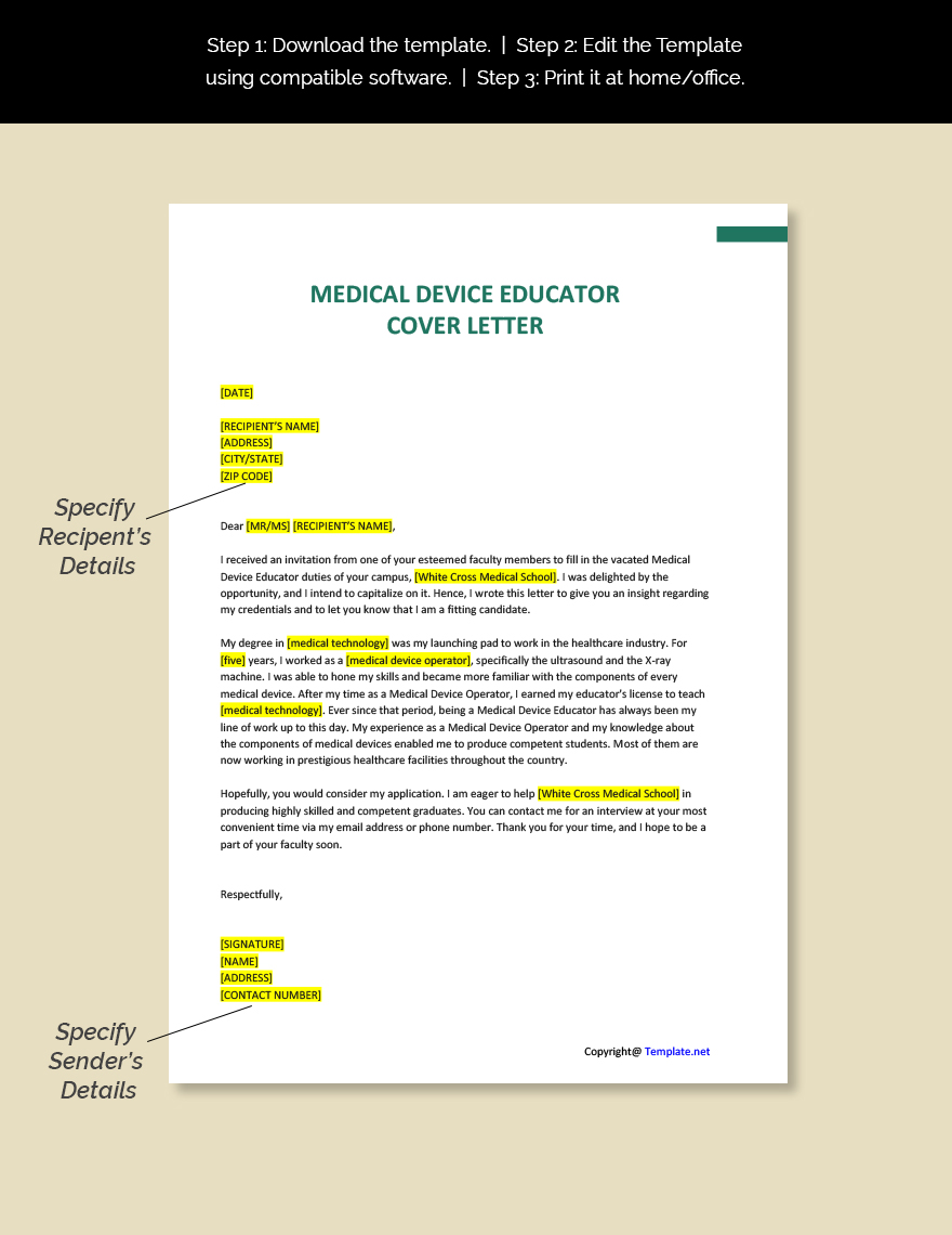 Medical Device Educator Cover Letter
