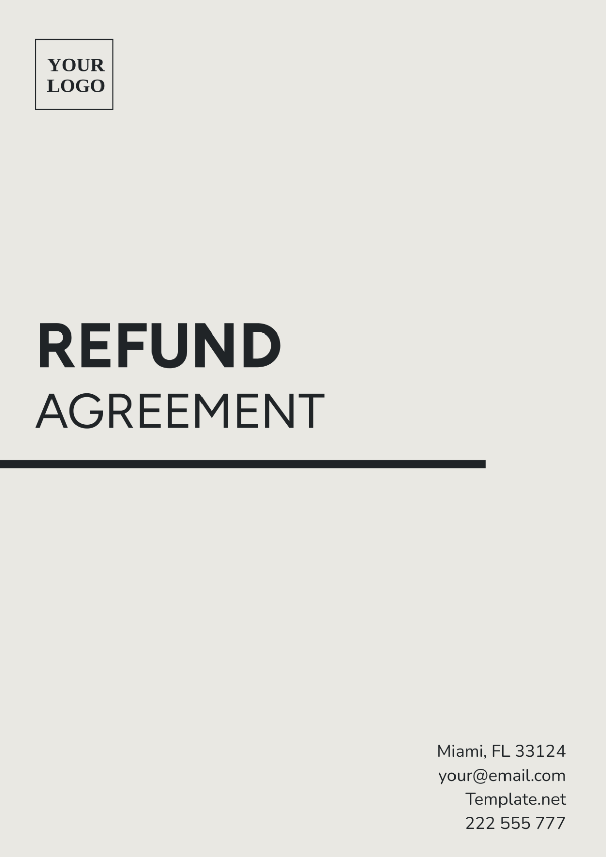 Refund Agreement Template