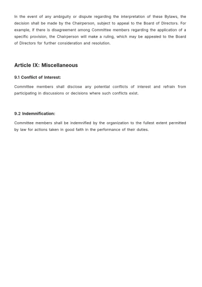 Free Committee Bylaws Template to Edit Online