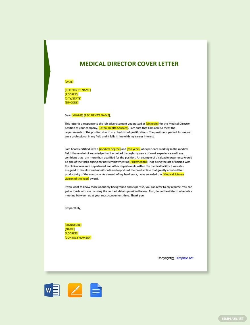 Medical Director Agreement Template Google Docs, Word, Apple Pages