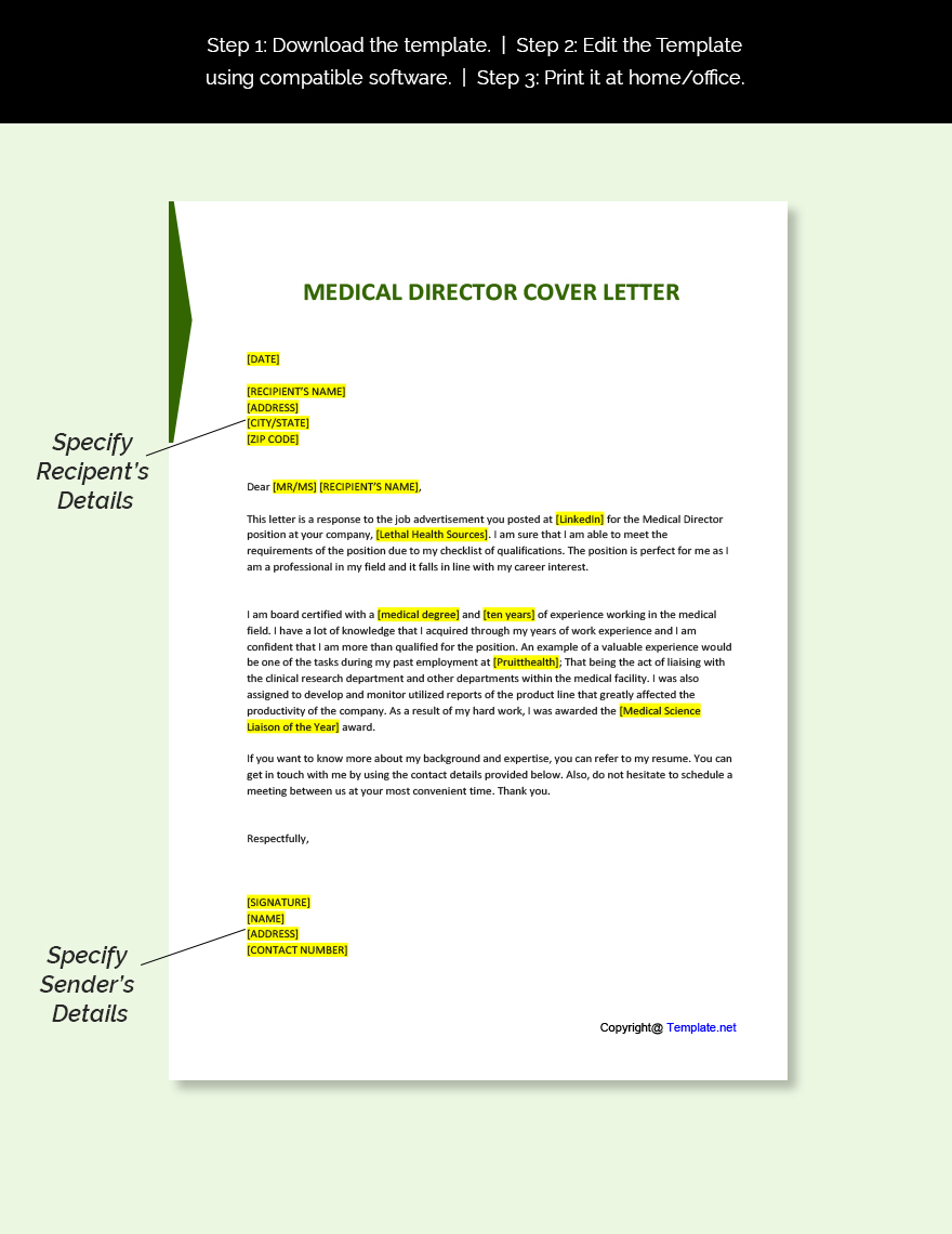 Medical Director Cover Letter
