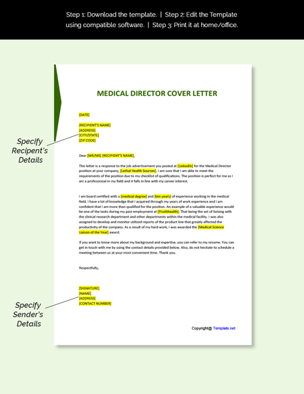 Free Medical Director Cover Letter Template - Google Docs, Word ...