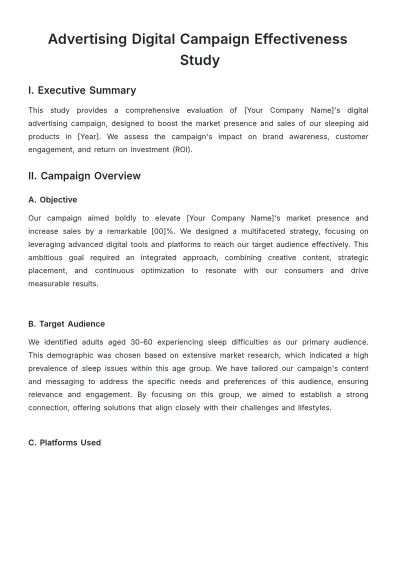 Free Advertising Digital Campaign Effectiveness Study Template to Edit Online