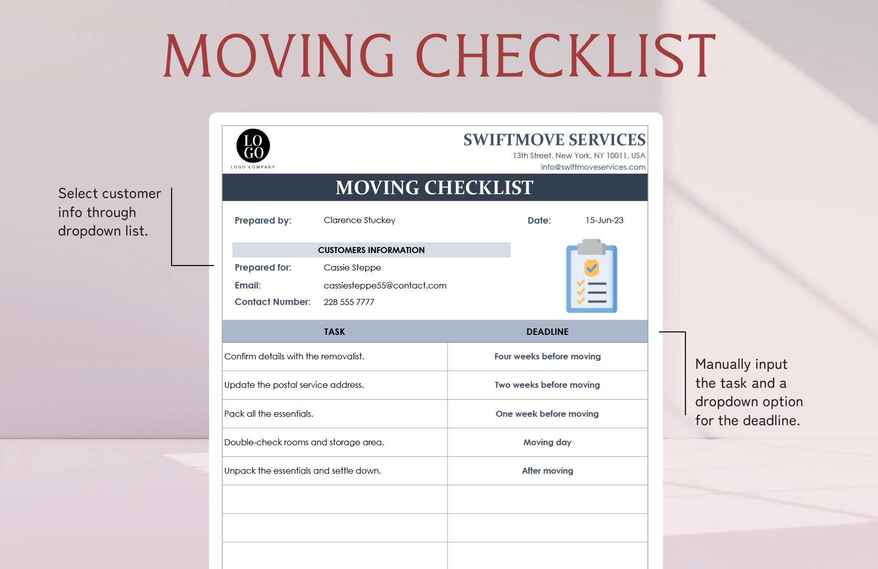 Moving Checklist Template