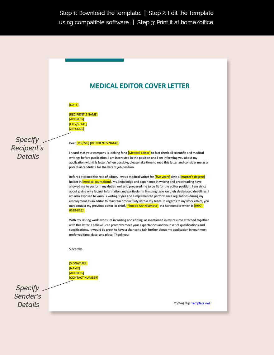 Medical Editor Cover Letter