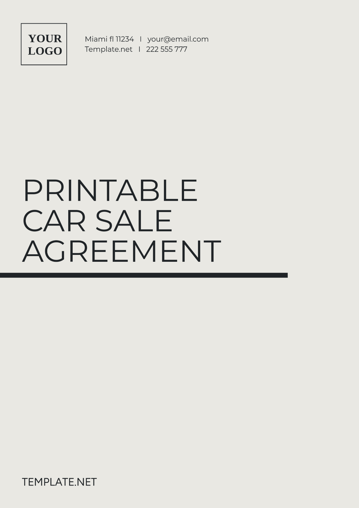 Printable Car Sale Agreement Template - Edit Online & Download