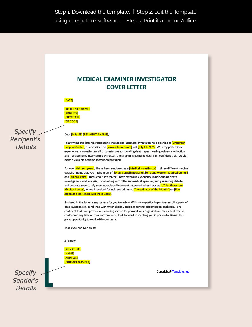 Medical Examiner Investigator Cover Letter