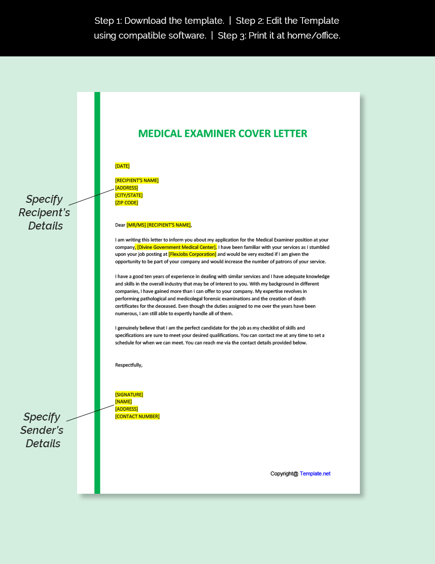 Medical Examiner Cover Letter