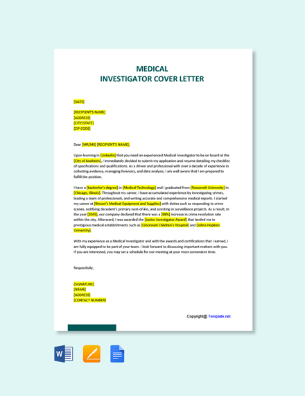 cover letter for investigation report