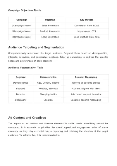 Free Social Media Advertising Guidelines Template to Edit Online