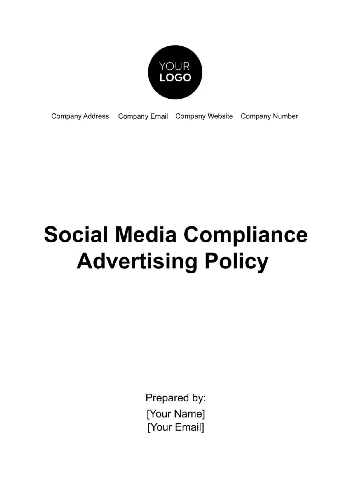 Social Media Compliance Advertising Policy Template - Edit Online & Download