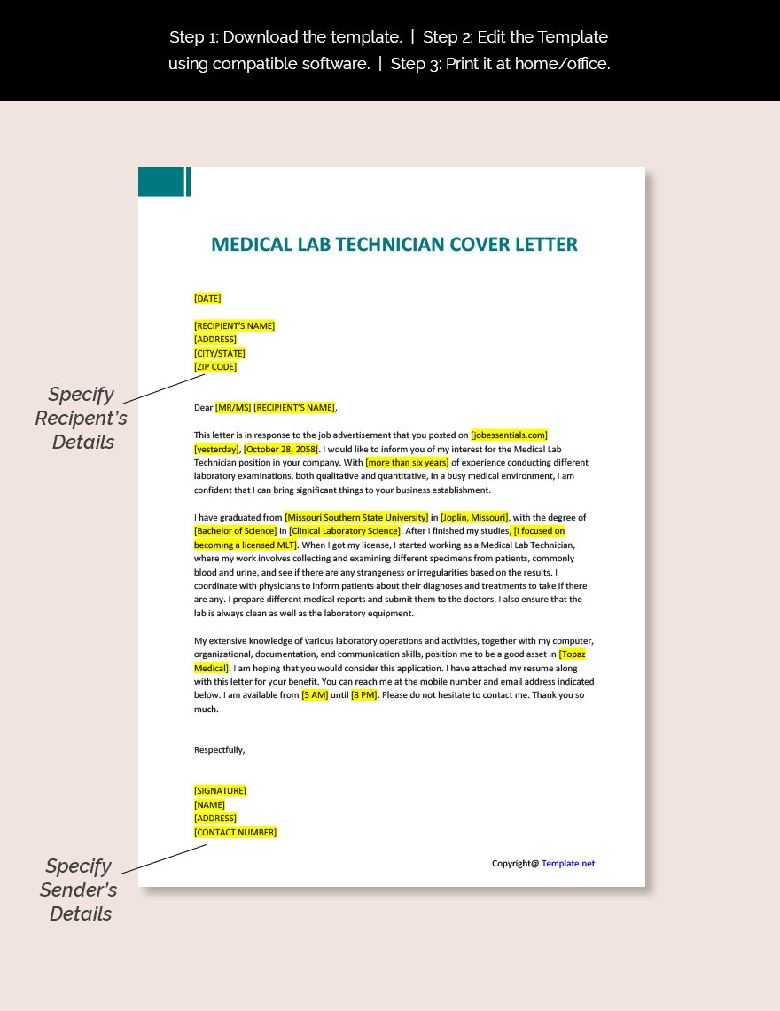lab tech cover letter sample