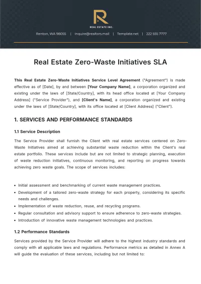 Free Real Estate Zero-Waste Initiatives SLA Template to Edit Online