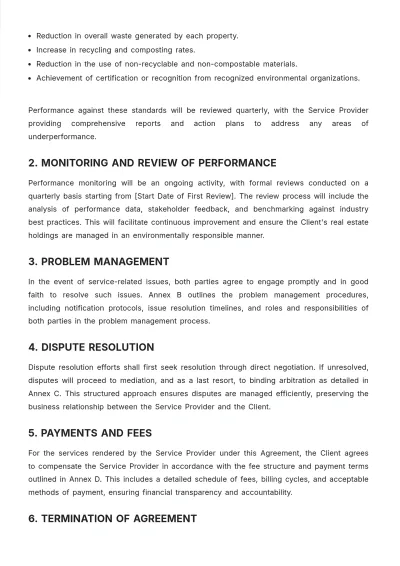 Free Real Estate Zero-Waste Initiatives SLA Template to Edit Online