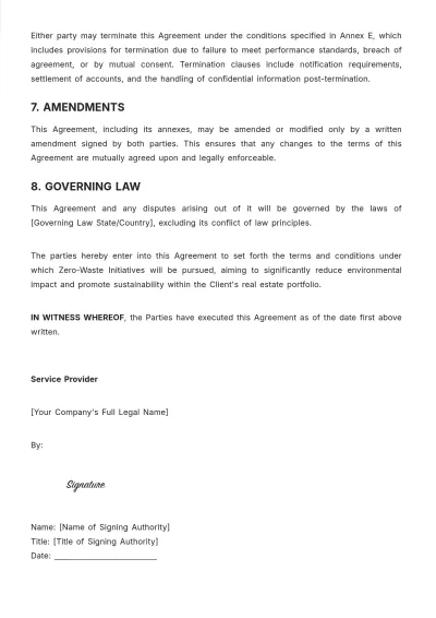 Free Real Estate Zero-Waste Initiatives SLA Template to Edit Online
