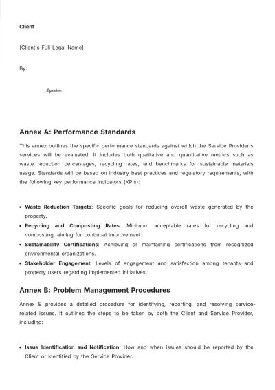 Free Real Estate Zero-Waste Initiatives SLA Template to Edit Online